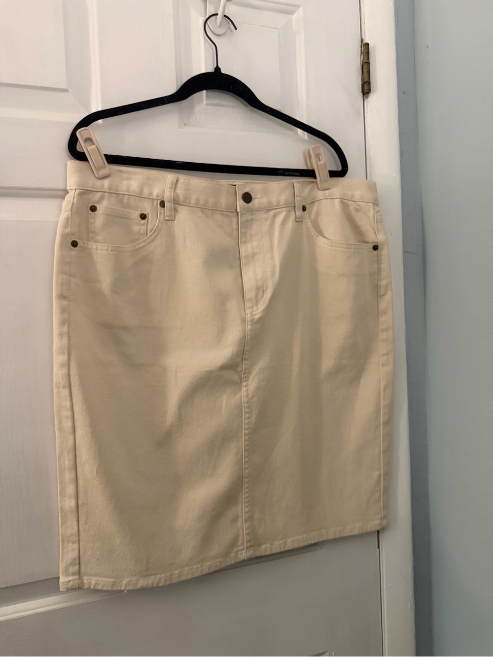 Lauren Ralph Lauren Size 16 Ivory Denim Pencil Skirt